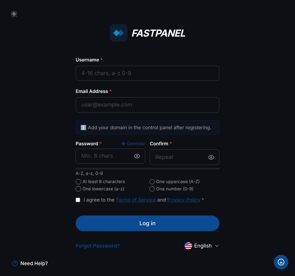 FP-Register Portal Interface